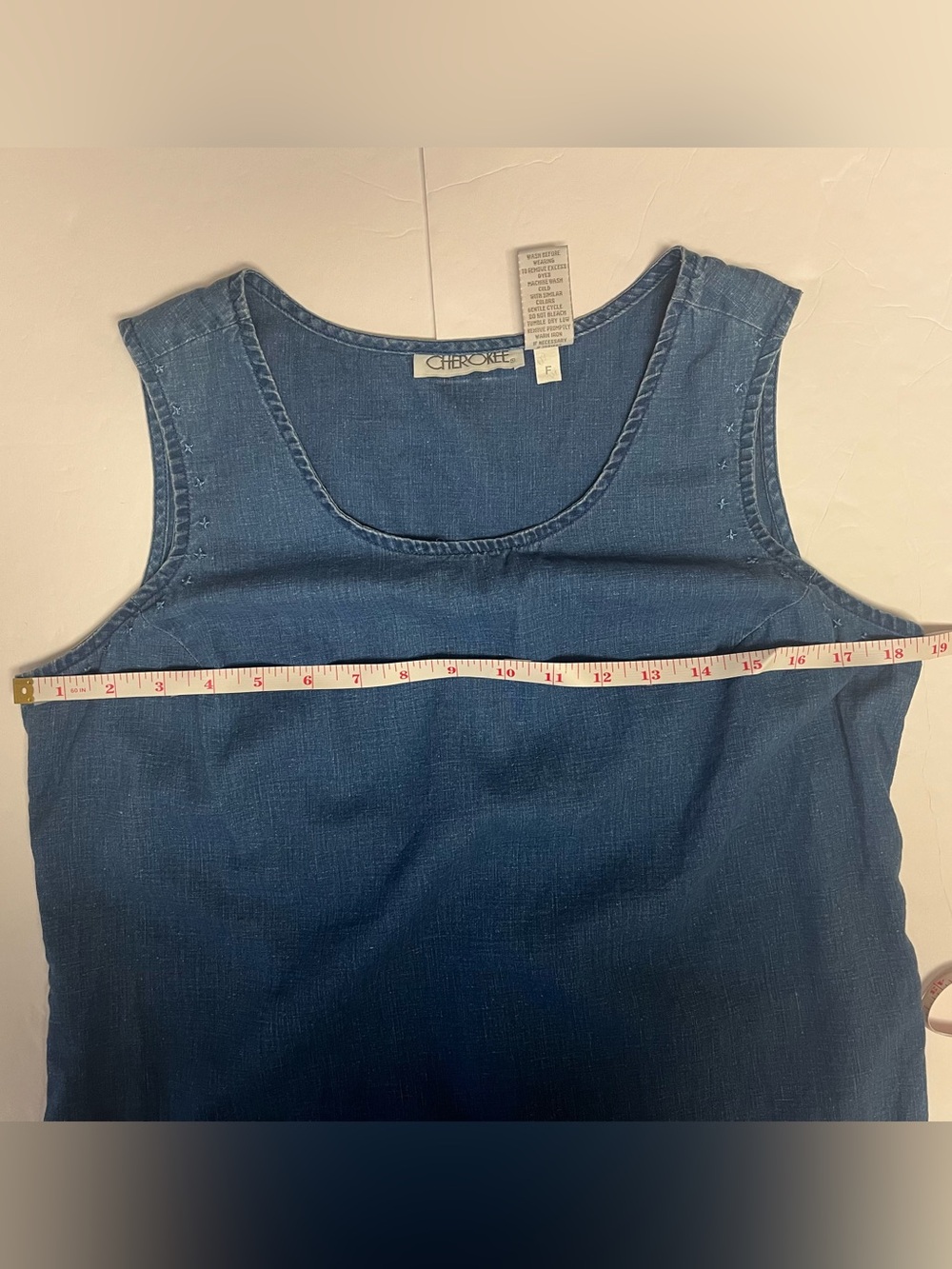 Vintage Boho Hippie Womens Blue Chambray Linen Cotton Sleeveless Tank Top Medium - Picture 6 of 9